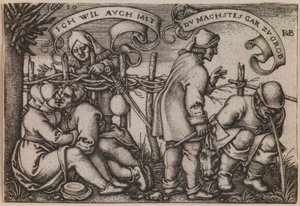 Paysans derrière la haie de la série La fête des paysans ou Les douze mois - Sebald Beham