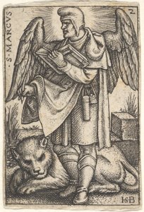 Planche 2 : Saint Marc, sa tête tournée de profil vers la gauche, avec un livre ouvert dans sa main droite - Sebald Beham