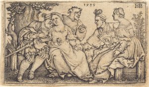 Deux couples amoureux avec clown - Sebald Beham