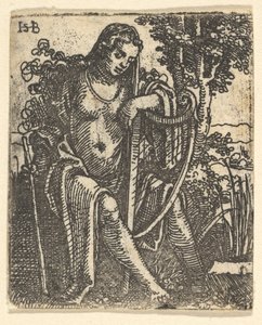 Femme avec une harpe - Sebald Beham