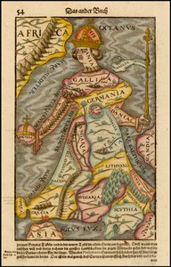 Europa regina Reine Europe De la Cosmographia, 1570