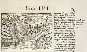 Baleine monstrueuse dévorant des humains, de l