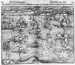 Monstres marins et terrestres, illustration de Cosmographia Universalis, par Sebastian Munster - Sebastian Munster