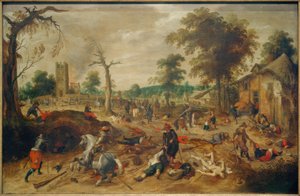 Le pillage du village de Wommelgem par les troupes des provinces insurgées - Sebastian Vrancx