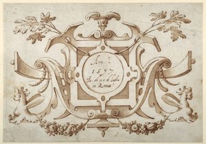 Cartouche ornemental associé à la série de ses vues romaines - Sebastian Vrancx