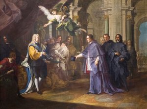 La rencontre entre le cardinal Felipe Chigi Zondadari et Philippe V roi d