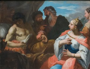 Antiochus visité par le médecin en présence de Séleucus et Stratonice - Sebastiano Ricci