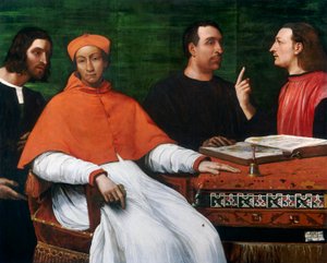 Cardinal Bandinello Sauli, son secrétaire et deux géographes, 1516 - Sebastiano del Piombo