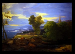 Bœufs dans un paysage pastoral - Sébastien Bourdon