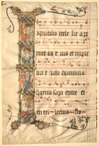Feuille du Graduel de Wettinger : Initiale historiée I..., vers 1330 - Second Master of the Wettinger Gradual