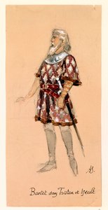 France, Paris, Esquisse de costume pour Kurwenal dans Tristan et Isolde de Richard Wagner pour la représentation au Palais Garnier de Paris - Segaud Segaud