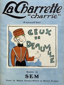 Croupier du casino de Deauville, illustration de Sem pour la couverture du magazine mensuel "La charrette charrie" (1922) - Sem