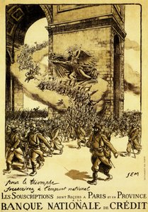 Affiche politique. France. 1917. Au nom du triomphe, adhérez au prêt national.