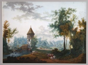Moulin et tour Pil dans le parc de Pavlovsk, avant 1797 - Semyon Fyodorovich Shchedrin