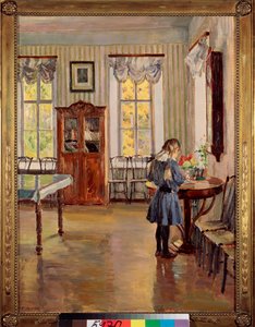 Dans une maison. Peinture de Sergei Vinogradov, huile sur toile - Sergei Arsenevich Vinogradov