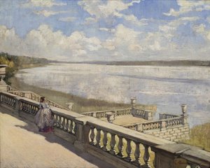 Jour ensoleillé. Une dame à la balustrade, 1908 - Sergei Arsenevich Vinogradov