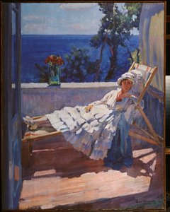 Une dame sur le balcon - Sergei Arsenevich Vinogradov