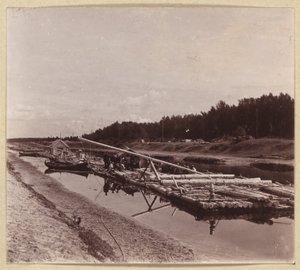 Radeaux de bois, voie navigable Volga-Baltique, Russie - Sergei Mikhailovich Prokudin Gorskii