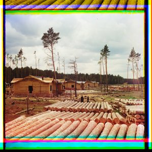 Bûches pour la construction ferroviaire, Shadrinsk, Sibérie - Sergei Mikhailovich Prokudin Gorskii