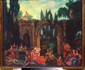 Décor préparatoire pour la pièce "Le Décaméron" de Giovanni Boccaccio - Sergei Yurevich Sudeikin