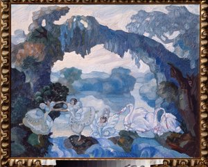 Décor préparatoire pour le ballet "Le Lac des Cygnes" de Piotr Tchaïkovski - Oeuvre de Sergei Sudeykin - Sergei Yurevich Sudeikin