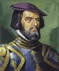 Hernando Cortes (gouache sur papier) - Severino Baraldi