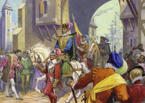Sir Francis Drake arrivant à Plymouth (gouache sur papier) - Severino Baraldi