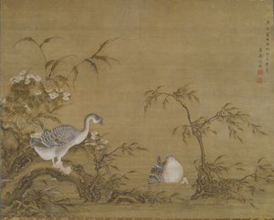 Oies sur une rive, dynastie Qing