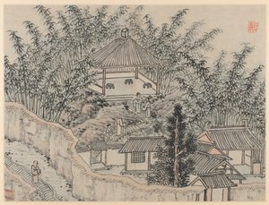 Douze Vues de la Colline du Tigre, Suzhou : Pavillon de Bambou, Colline du Tigre - Shen Zhou