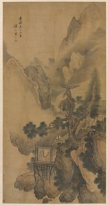 Retraite solitaire surplombant une vallée brumeuse, 1630