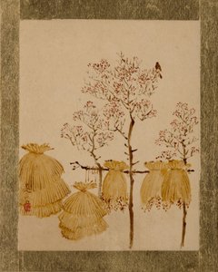 Tas de riz et arbres - Shibata Zeshin