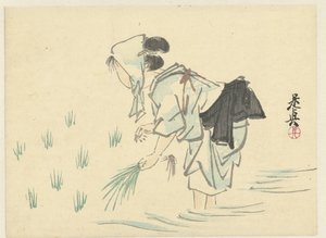 Femme plantant du riz - Shibata Zeshin