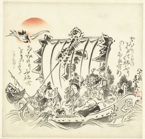 Sept dieux de la chance malades en mer - Shibata Zeshin