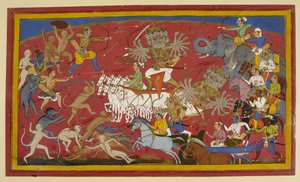 Combattant le roi démon à dix têtes Ravana, 