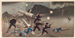 Attaque féroce au clair de lune à Port Arthur - Shinohara Kiyooki