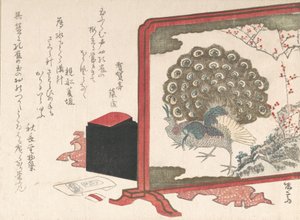 Écran et boîte à ouvrage de dame, 19e siècle - Shinsai