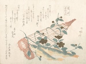 Douces poissons de la rivière Nagara, avec paniers et fleurs - Shinsai