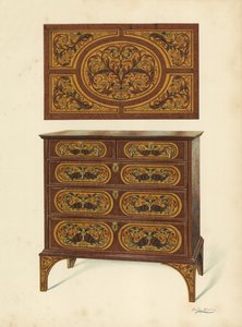Commode incrustée de marqueterie