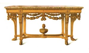 Table dorée avec dessus en marbre, 1908 - Shirley Charles Llewellyn Slocombe