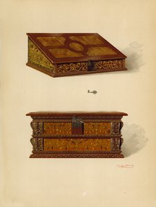 Boîte incrustée de chêne, propriété d