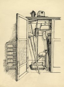 Placard à balais, vers 1951