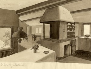 Intérieur contemporain, vers 1950
