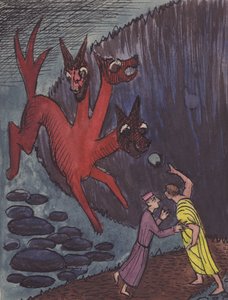 Dante et Virgile avec un monstre à trois têtes, 1951