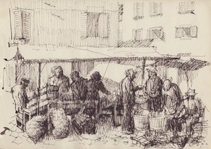 Scène de marché, Italie, vers 1950 - Shirley Markham