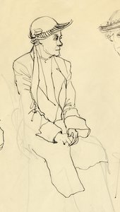 Femme assise avec un chapeau