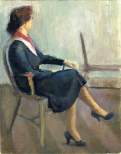 Femme assise en bleu marine - Shirley Markham