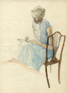 Femme assise écrivant - Shirley Markham