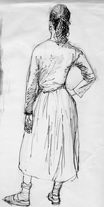 Femme debout vue de dos, vers 1950 - Shirley Markham