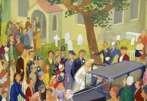 Groupe de mariage dans le cimetière, vers 1948 - Shirley Markham