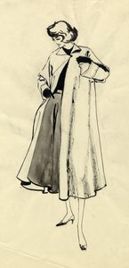 Femme en manteau et jupe ample, vers 1950 - Shirley Markham